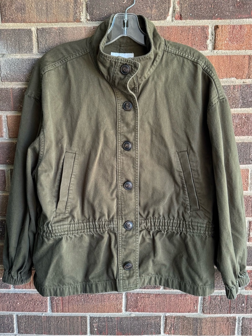 Olive Green Button-Front Utility Jacket
